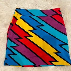 Loudmouth Ladies Multicolor Lightning Print Golf Mini Skirt Size 0 with Pockets
